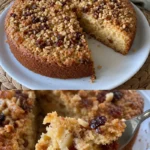 Flaumiger Apfelkuchen mit Nüssen 3 Flaumiger Apfelkuchen mit Nüssen auf einem Tisch serviert.