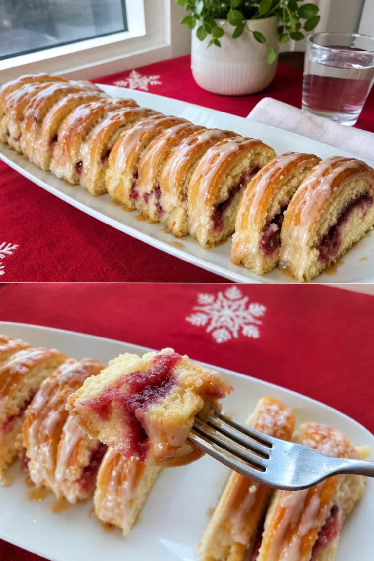 Frischkäse Marmelade Kaffeekuchen Rezept 1 Frischkäse Marmelade Kaffeekuchen auf einem Teller