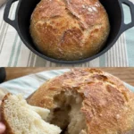 Frisch gebackenes Hausbrot auf einem Holzbrett