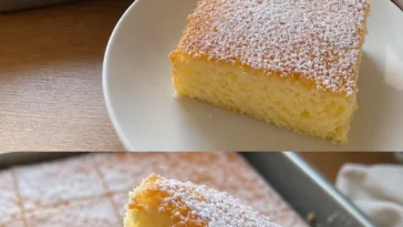 Heißer Milchkuchen aus frischen Zutaten, serviert auf einem Teller.