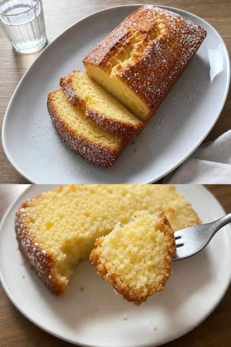Mandarinen Rührkuchen Rezept einfach 1 Saftiger Mandarinen Rührkuchen auf einem Teller serviert
