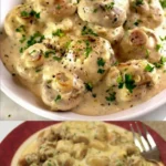 Pilz-Parmesan-Delikatesse mit frischen Kräutern und Käse dekoriert.