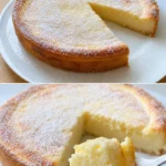 Leckerer Quarkkuchen mit Vanillepudding in einer Backform