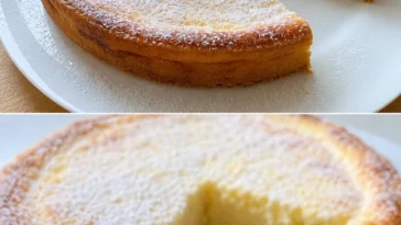 Leckerer Quarkkuchen mit Vanillepudding in einer Backform