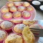 Saftige Apfel-Quark-Muffins Rezept 4 Saftige Apfel-Quark-Muffins auf einem Tisch serviert