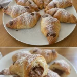 Leckeres Rezept für saftige Schokohörnchen aus frischem Teig und Schokolade