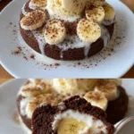 Saftiger Bananenkuchen auf einem Teller mit einer Banane daneben