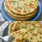 Schnelle Knoblauchfladen einfaches Rezept 3 Schnelle und einfache Knoblauchfladen auf einem Teller serviert.