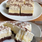 Schmackhafter Vanillecremekuchen mit cremiger Vanillefüllung.