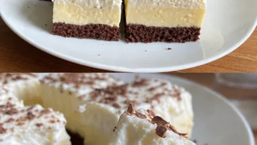 Schmackhafter Vanillecremekuchen mit cremiger Vanillefüllung.