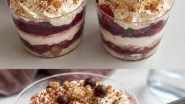 Festliches Weihnachts Tiramisu mit Schichten aus Mascarpone und Kakao