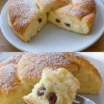 Ein köstlicher Wolkenkuchen mit Sahne und Früchten dekoriert