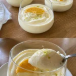 Schöpfen von Zitronenmousse in einer eleganten Dessertschale